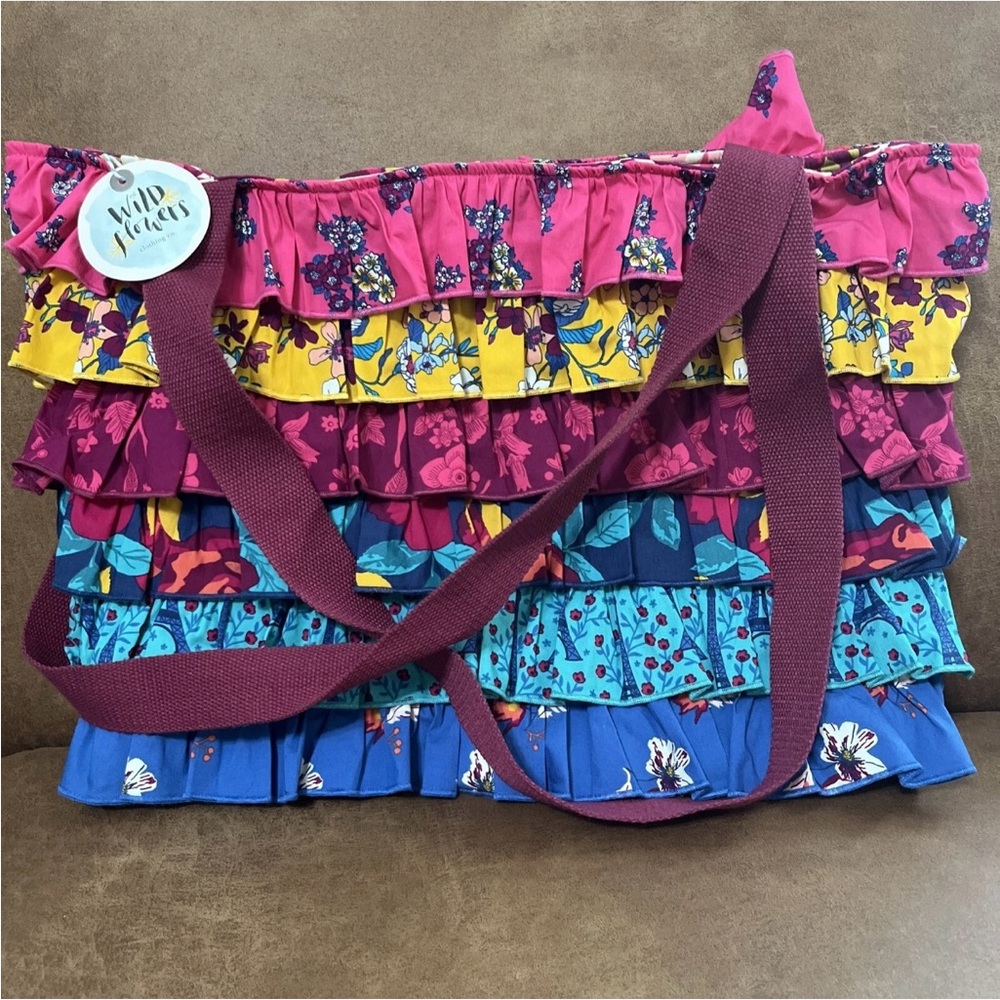 NWT Wild Flowers Ruffled Messenger Bag In Happy Go Lucky